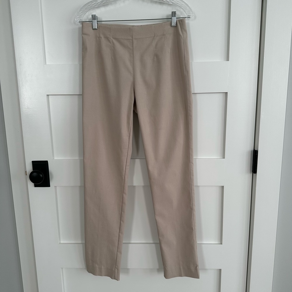 ELLIOTT LAUREN pull on stretch capri ankle cropped tan khaki pant size 8.
